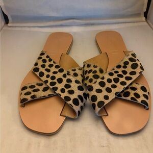 Anthropologie Tan and Black Leopard criss cross Sandals 10